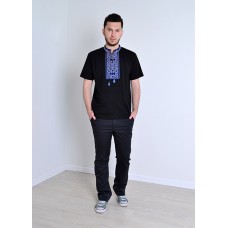 Embroidered t-shirt for men "Traditions" blue on black